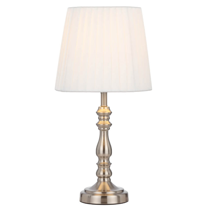 VIDA: Table Lamp With Elegant Pleated Fabric Shade (Available in Antique Gold & Nickel)