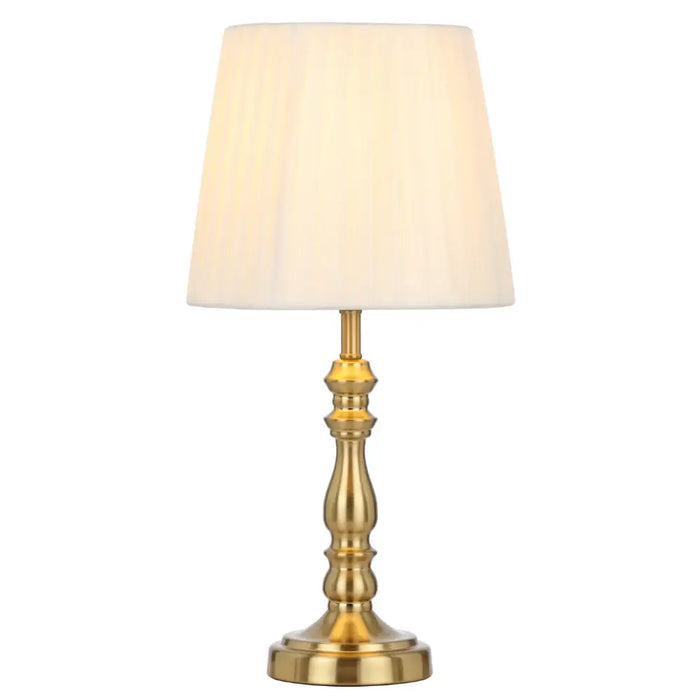 VIDA: Table Lamp With Elegant Pleated Fabric Shade (Available in Antique Gold & Nickel)