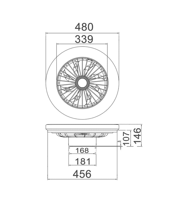 VIFTU: Interior Low Profile DC Surface Mounted Ceiling Fan with LED Tri-CCT Light