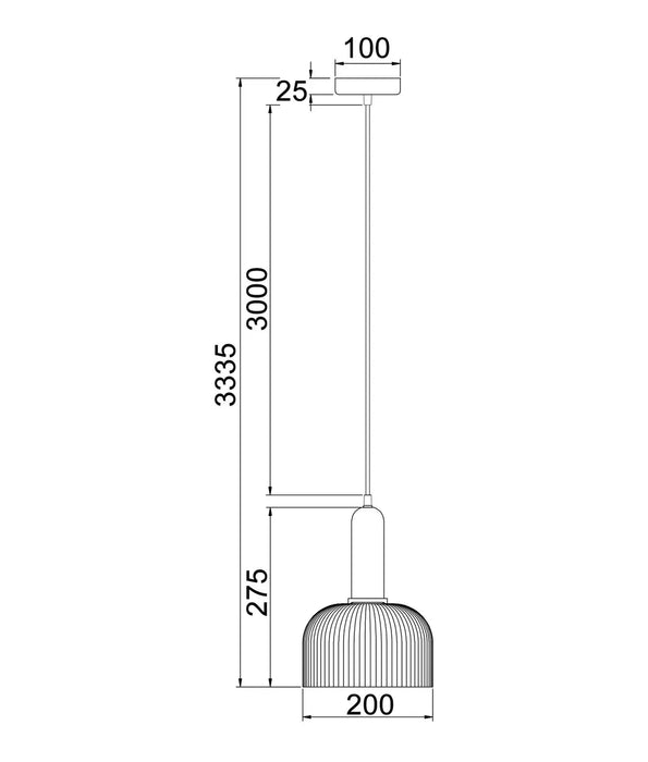 VINTAJ: Retro Dome Shape Ribbed Glass Interior Pendant Lights (Available in Smokey Black, Green, Amber, Copper Painted, Chrome & Clear)