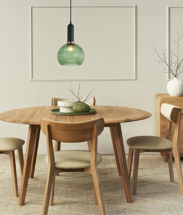 VINTAJ: Wine Glass Shape Ribbed Glass Interior Pendant Lights (Available in Smokey Black, Green, Amber, Copper Painted, Chrome & Clear)