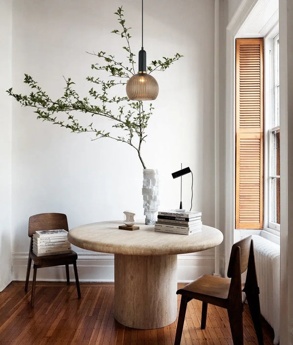 VINTAJ: Wine Glass Shape Ribbed Glass Interior Pendant Lights (Available in Smokey Black, Green, Amber, Copper Painted, Chrome & Clear)