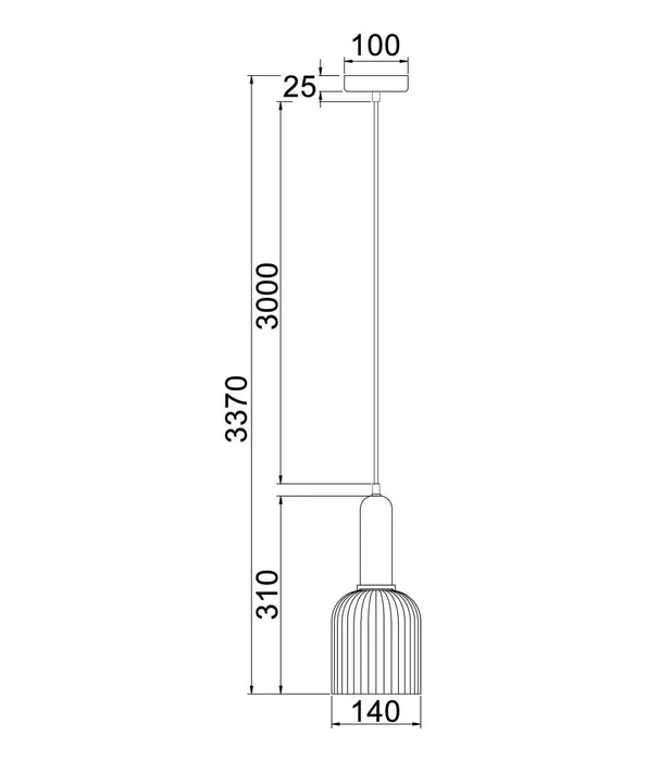 VINTAJ: Retro Ellipse Shape Ribbed Glass Interior Pendant Lights (Available in Smokey Black, Green, Amber, Copper Painted, Chrome & Clear)