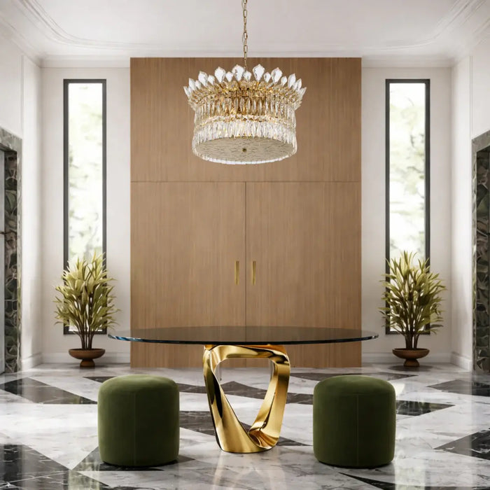 VIRELL: Elegant Crystal Pendant Light (Available in Gold & Chrome)