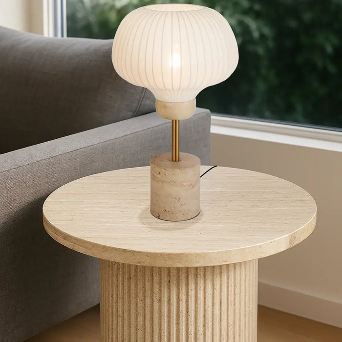 VYBOR: Beige Travertine Table Lamp