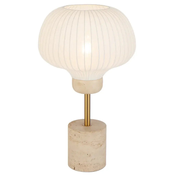 Telbix VYBOR: Beige Travertine Table Lamp