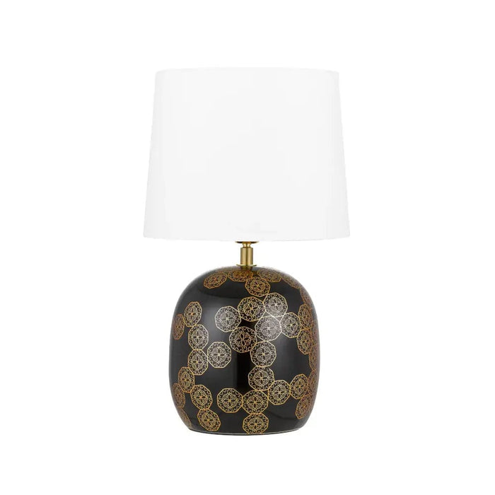 Telbix WISHES : Ceramic Table Lamp with White Fabric Shade (avail in Black, Red & Blue Base)