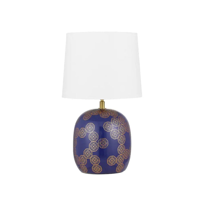 WISHES : Ceramic Table Lamp with White Fabric Shade (avail in Black, Red & Blue Base)