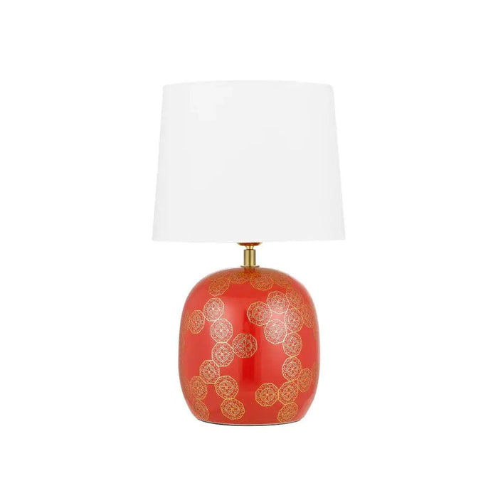 WISHES : Ceramic Table Lamp with White Fabric Shade (avail in Black, Red & Blue Base)