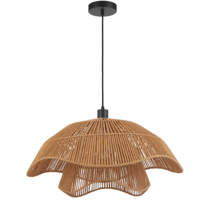 Telbix ZAMORA: Natural Raffia Bohemian Coastal Style  Pendant Light