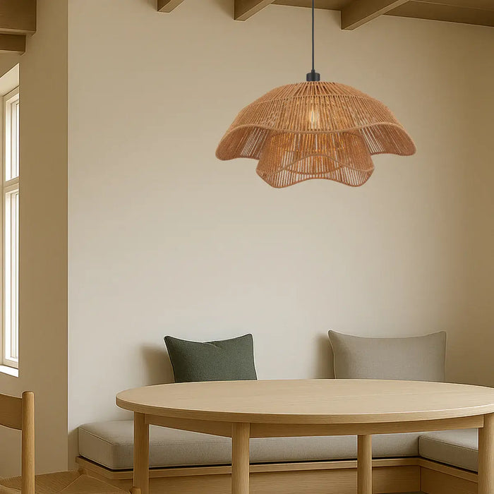 ZAMORA: Natural Raffia Bohemian Coastal Style  Pendant Light