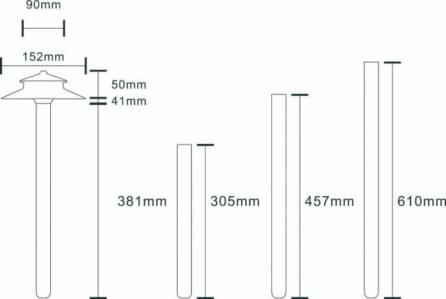 Brass 3.5W Pathway and Area Light with 148mm 2 Tier Shade (Available in 305mm, 381mm, 457mm & 610mm Post Height ,2700K & 3000K)