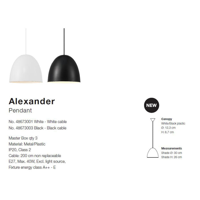 Alexander Pendant Black Metal/PC E27