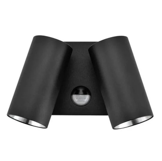 Reno Double Adjustable Wall Spot Light With Sensor Black IP65