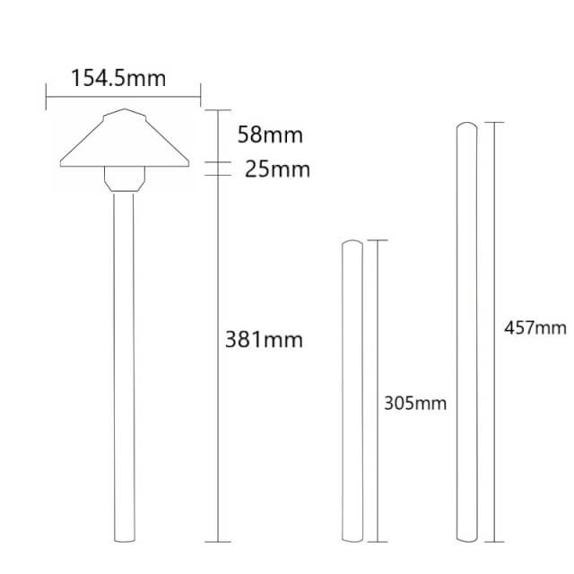 Die Cast Aluminum Pathway Light with 154.5mm Shade (Available in Black & Brown,2700K & 3000K)