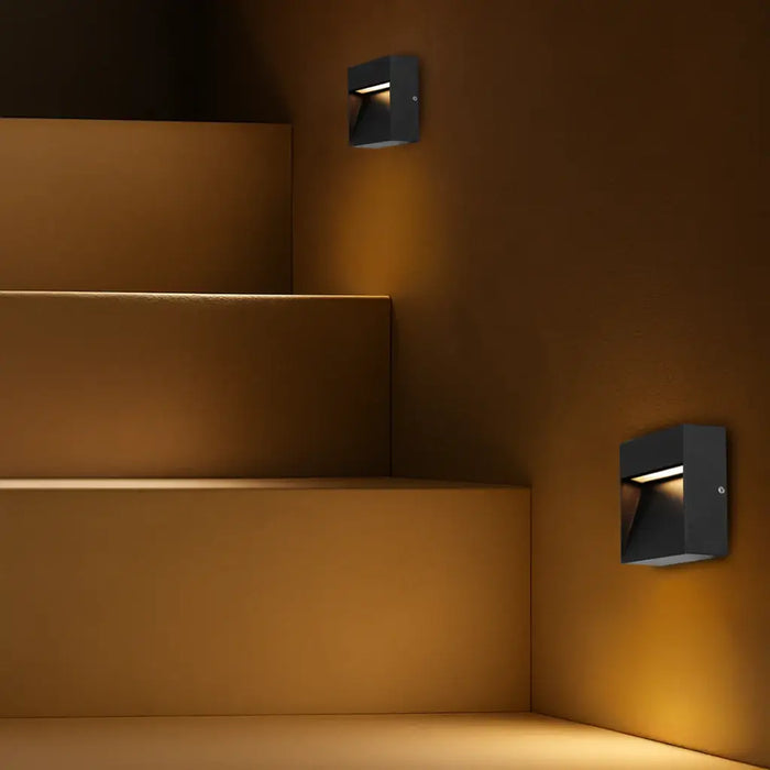 MUSAN: Black Exterior Step LED Wall Light (Available in Square & Round)