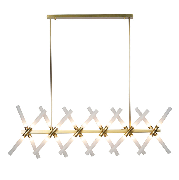 AULDANA: Linear Aluminium Pendant Light with Frosted Glass Diffuser (Available in 20 Light & 24 Light, Black & Gold)