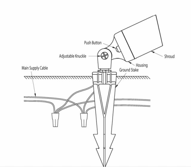 Brass IP65 Hybrid LED Integrated Spike Light