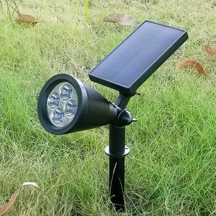 Black Decorative Solar Spotlight with Adjustable Head and Solar Panel