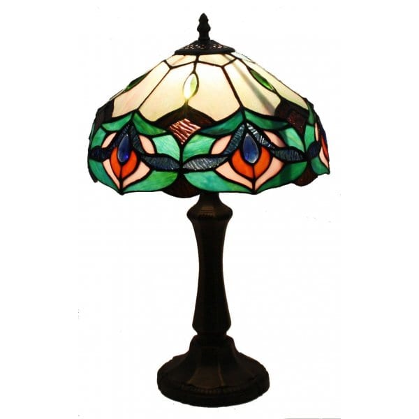 LEADLIGHT - Bronze Metal Base 1 Light Table Lamp With Various Colour Lead Light Shade Toongabbie