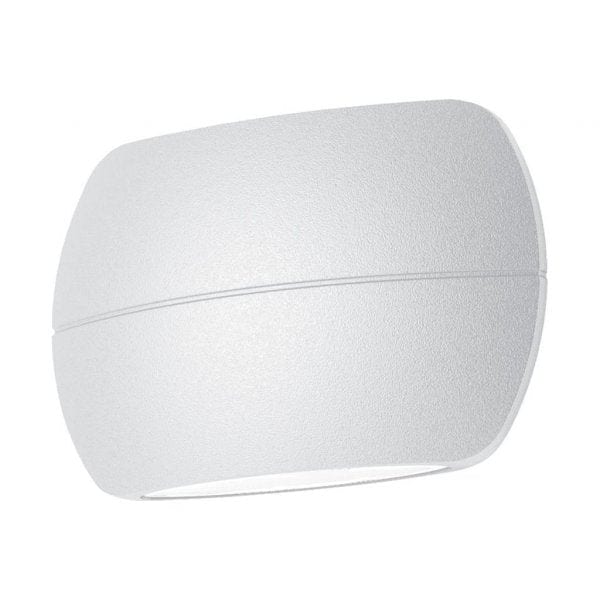 BELL - Modern Small White Slim Curved 8W Natural White Exterior Up/Down Wall Light - IP65 Domus