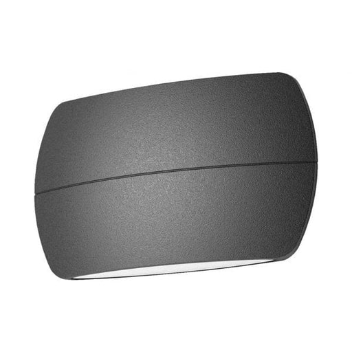 BELL - Modern Dark Grey Slim Curved 13W Warm White Exterior Up/Down Wall Light - IP65 Domus