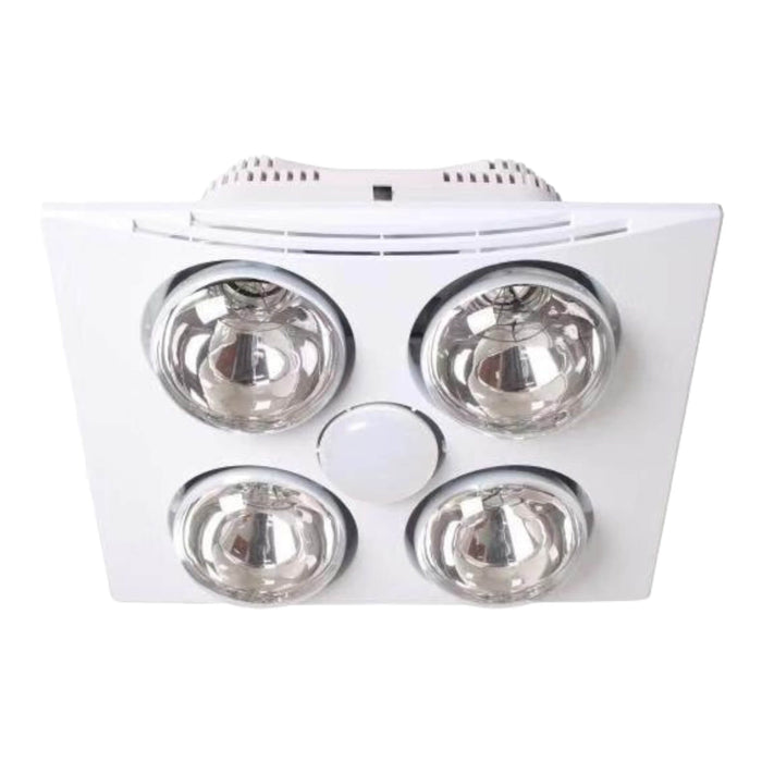 3A Lighting 4 Heat White 30w Motor Bathroom Heater with R63 8W 3000K LED Light and 290mm Cut Out + 250m3/hr Extraction