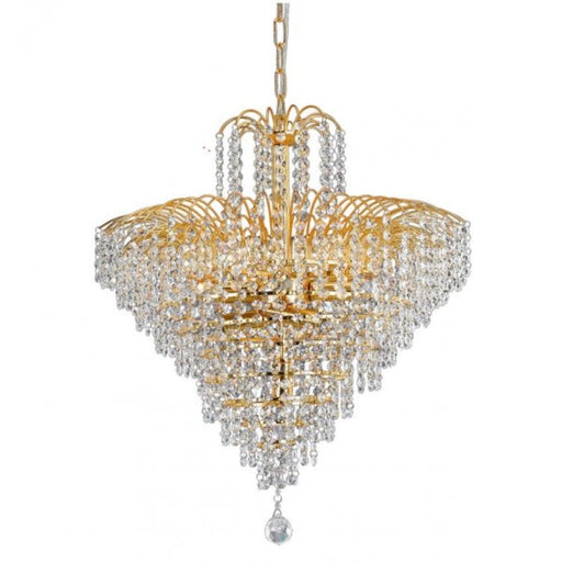 CASCADE - Stunning Large Gold 8 Light Chandelier With Crystal Glass Droplets - 540mm Telbix