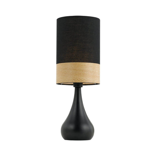 AKIRA Black Base Table Lamp with Oak-Look Shade