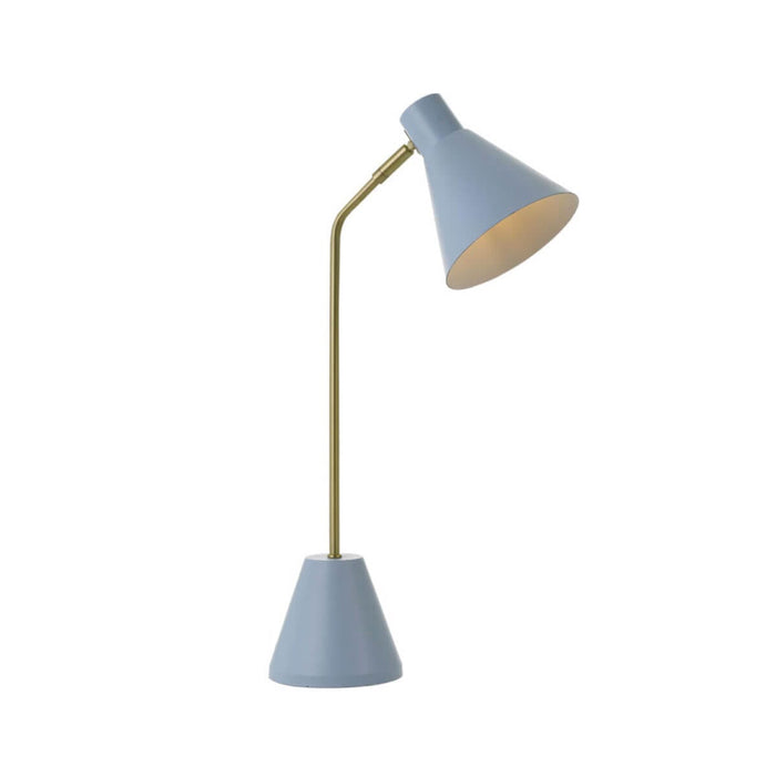 Matte Brass Table Lamp with Blue Base & Shade - Ambia