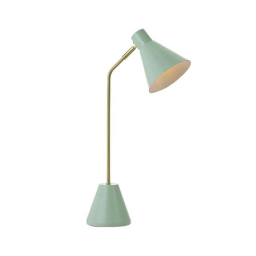Matte Brass Table Lamp with Green Base and Shade - Ambia