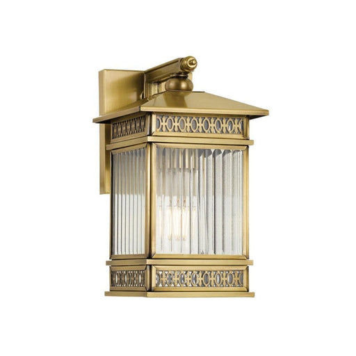 Small Antique Brass Exterior Wall Light With Glass Lens - Avera