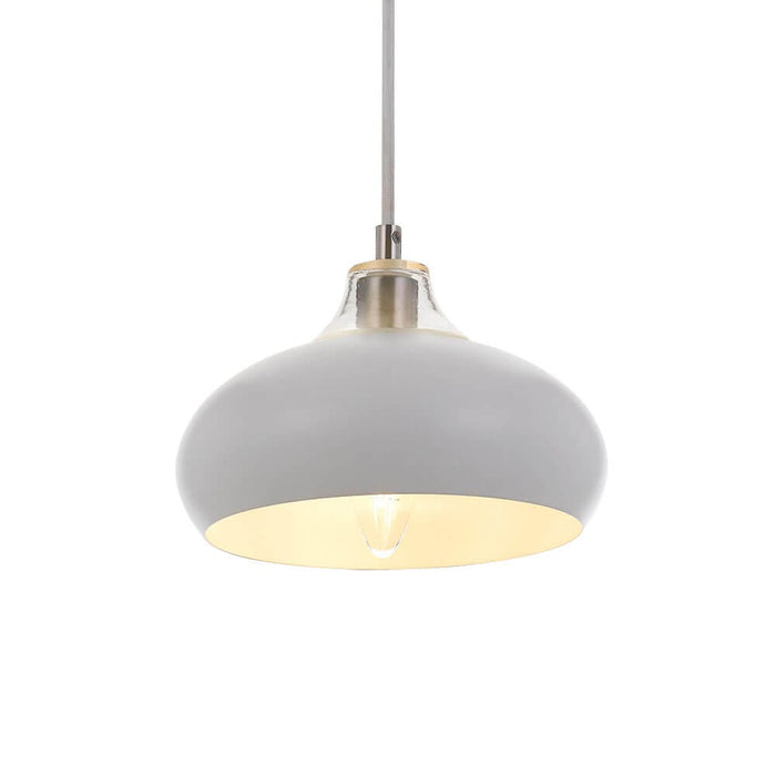 BECK - Modern Small White Textile Shade 1 Light Pendant Featuring Clear Glass Highlights-telbix BECK PE20-WH