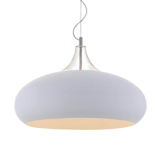 BECK - Modern Large White Textile Shade 1 Light Pendant Featuring Clear Glass Highlights-telbix BECK PE60-WH
