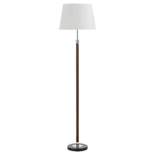 BELMORE - Elegant 1 Light Teak Floor Lamp With Linen Shade