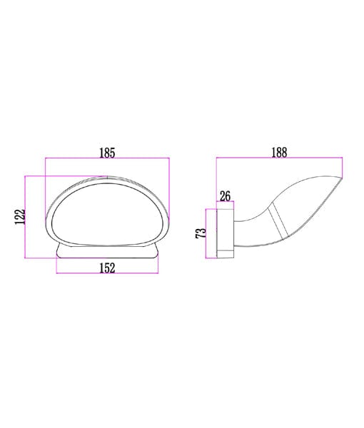 BOCINA: Exterior LED Surface Mounted Semicircle (avail in Dark Grey & White)