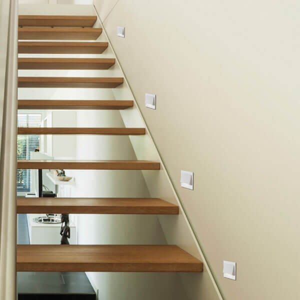 BREA - Aluminium Square 3W Eyelid LED Recessed Interior Stair Light - NATURAL WHITE