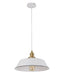 CEREMA: Interior White Angled Dome with Antique Brass & Black Highlight Pendant