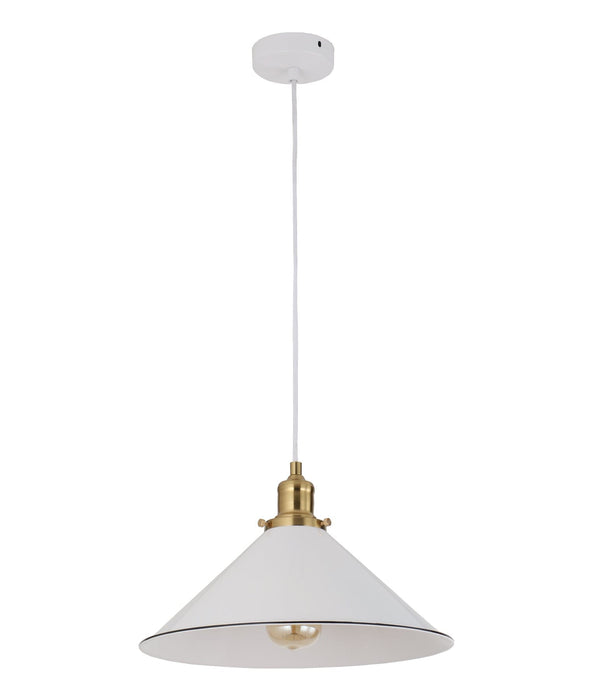 CEREMA: Interior White Coolie Large with Antique Brass & Black Highlight Pendant
