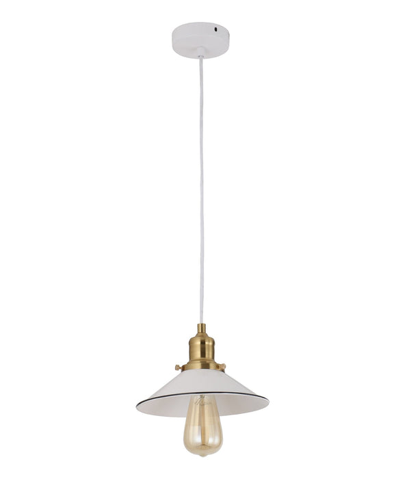 CEREMA: Interior White Coolie Small with Antique Brass & Black Highlight Pendant