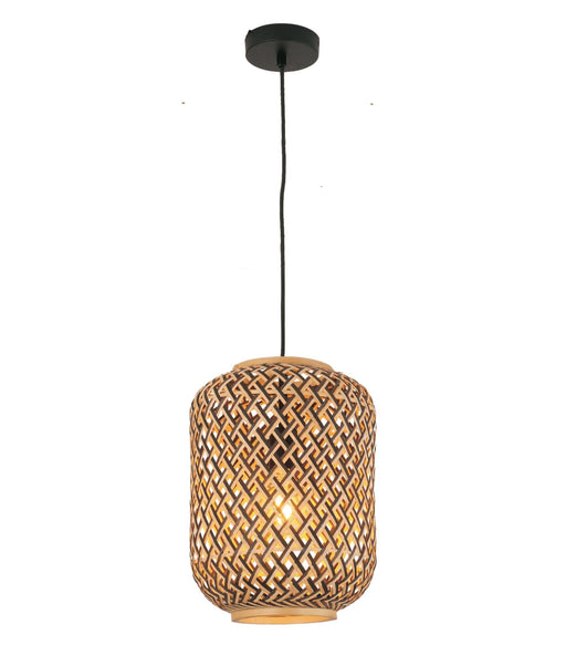 CESTA: Interior Cylinder Brown/Natural Bamboo Cage Pendant