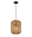 CESTA: Interior Cylinder Brown/Natural Bamboo Cage Pendant