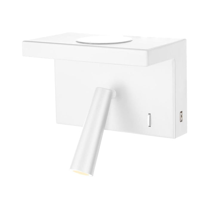 CHARGE-01: LED Bedside Wall Light Featuring Wireless Charging Phone Shelf, Focus LED Light, Tri-Colour Switchable, and USB Ports (avail in Black & White)