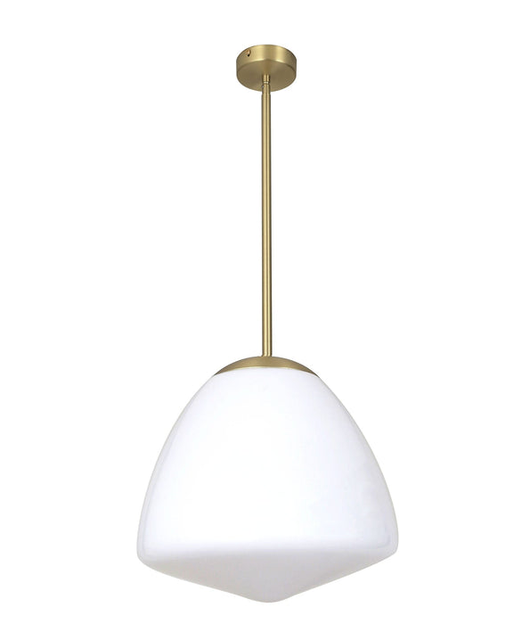 CIOTOLA: Interior Tipped Dome Frosted Glass Pendant Large Antique Brass Lights