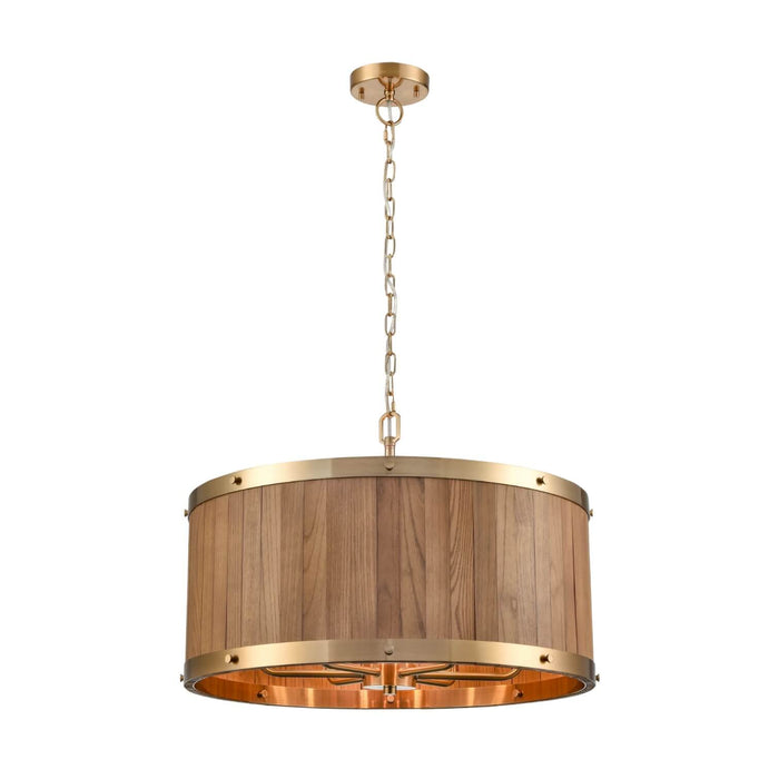 BARRIQUE: Interior Drum Wood Pendant Lights (avail in Oak Wood with Satin Brass Trim & Natural Wood with Oil Rubbed Bronze Trim)