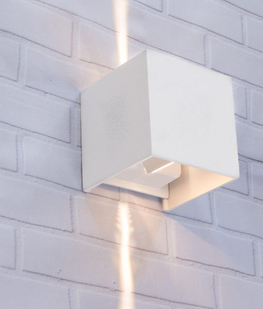 CLA TOCA - Modern White Powder Coated Aluminium Square 6.8W Warm White Exterior Up/Down Wall Light With Adjustable Beam Angle - IP54