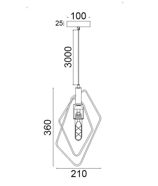 CONTOUR: Interior Black Wire Pendant (avail in Pear, Rectangular & Diamond)