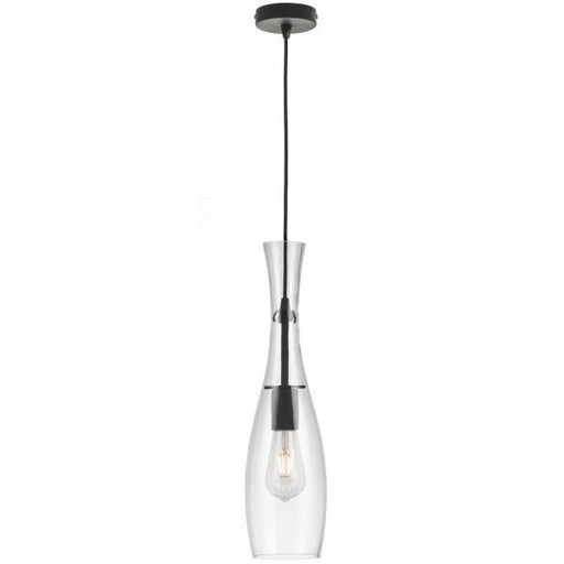 CONIE Stunning Clear Glass 1 Light Pendant With Black Metalware Telbix