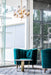 DECARO - Stunning Matt Gold 8 Light Pendant With Blue Coloured Glass Lens-telbix DECARO PE84-GD sitting room