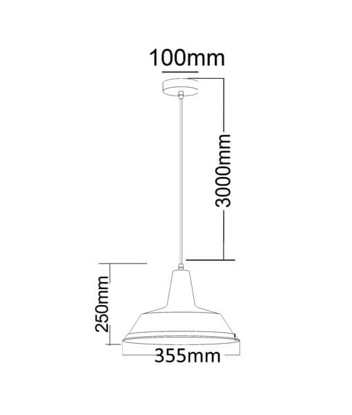 DIVO Ultra Modern Angled Dome Black Pendant - 355mm Diameter